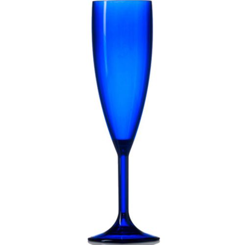 dieses blaue 19-cl-Kunststoff-Sektglas ist zum Bedrucken geeignet